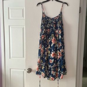 Navy blue floral midi hi-lo dress XL